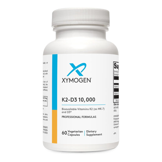 XYMOGEN envase frontal del suplemento K2-D3 mostrando dosis alta