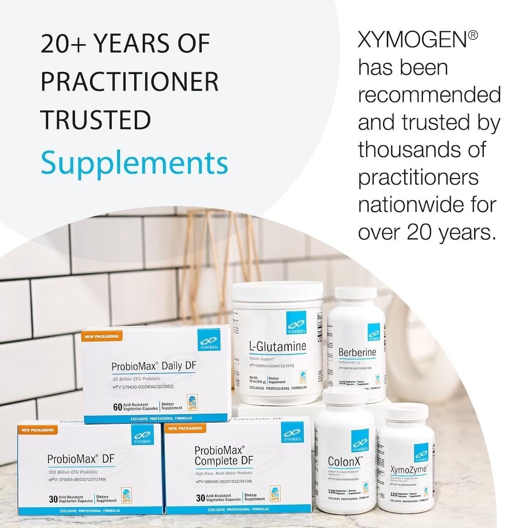 XYMOGEN botella OptiMag Neuro abierta con cápsulas listas y fácil dosificación