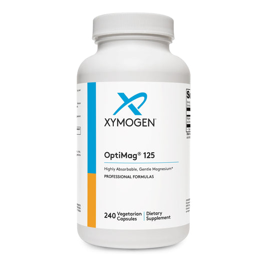 XYMOGEN botella frontal mostrando etiqueta y beneficio de pureza