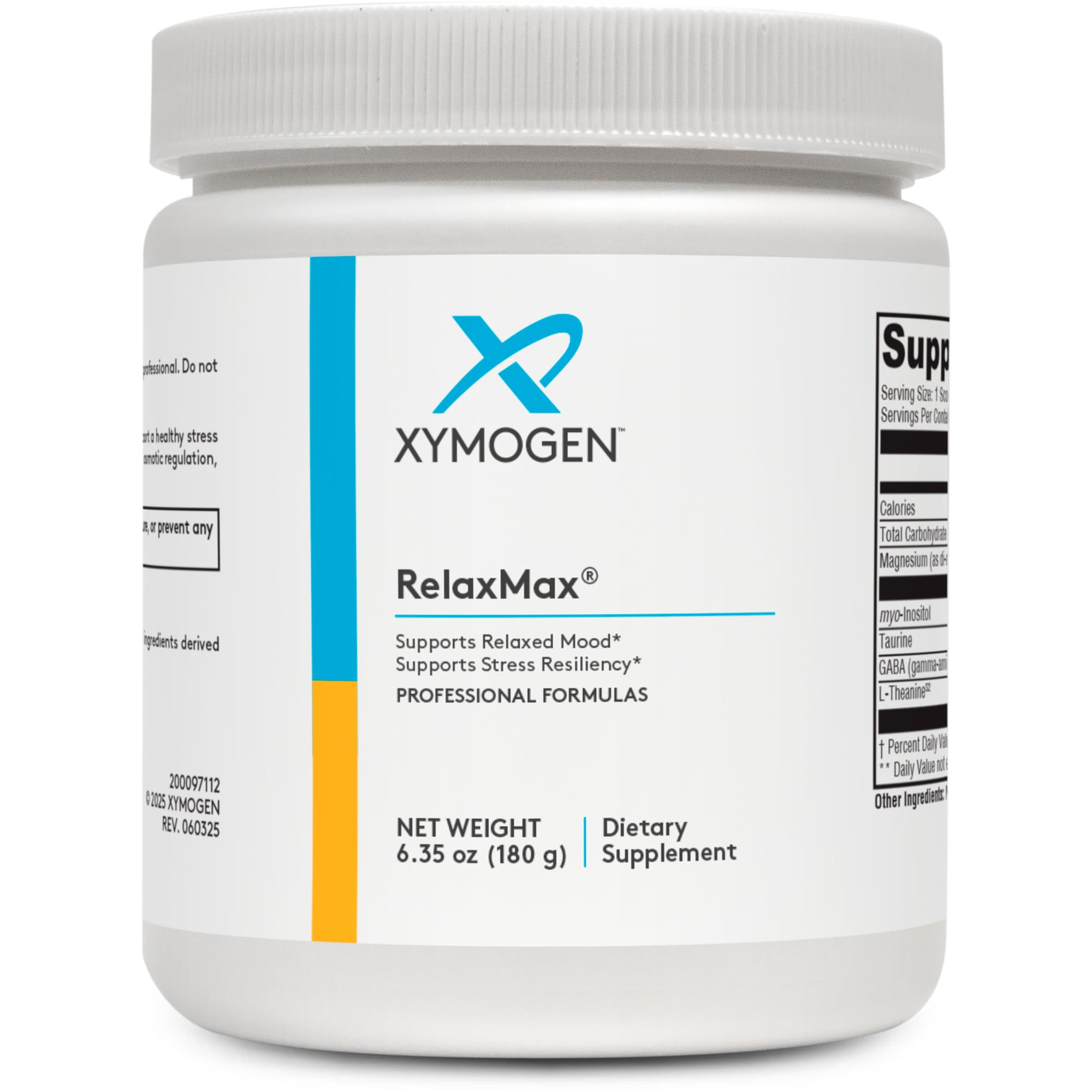 XYMOGEN RelaxMax envase de 6.35 oz, ideal para uso diario.