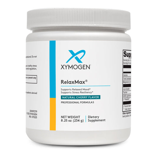 XYMOGEN frasco delantero con etiqueta clara y beneficio calmante