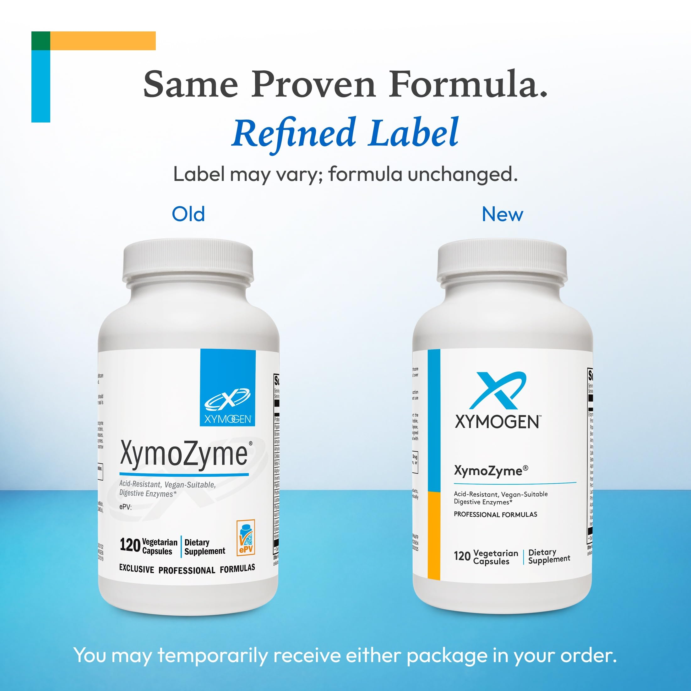 XYMOGEN XymoZyme polvo o mezcla en detalle, evidencia fórmula vegetal