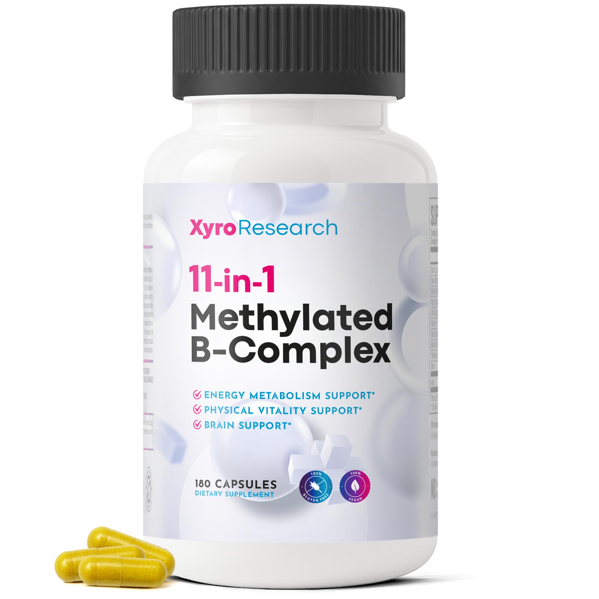 Xyro Research frasco frontal mostrando etiqueta clara y beneficio de energía