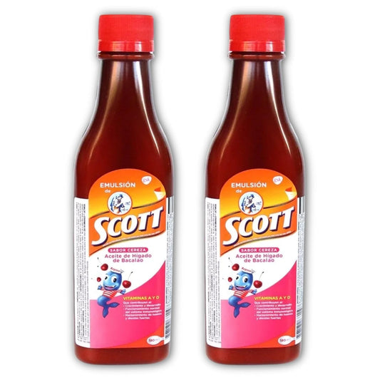 Yahve Emulsión Scott frasco frontal con etiqueta legible y sabor cereza