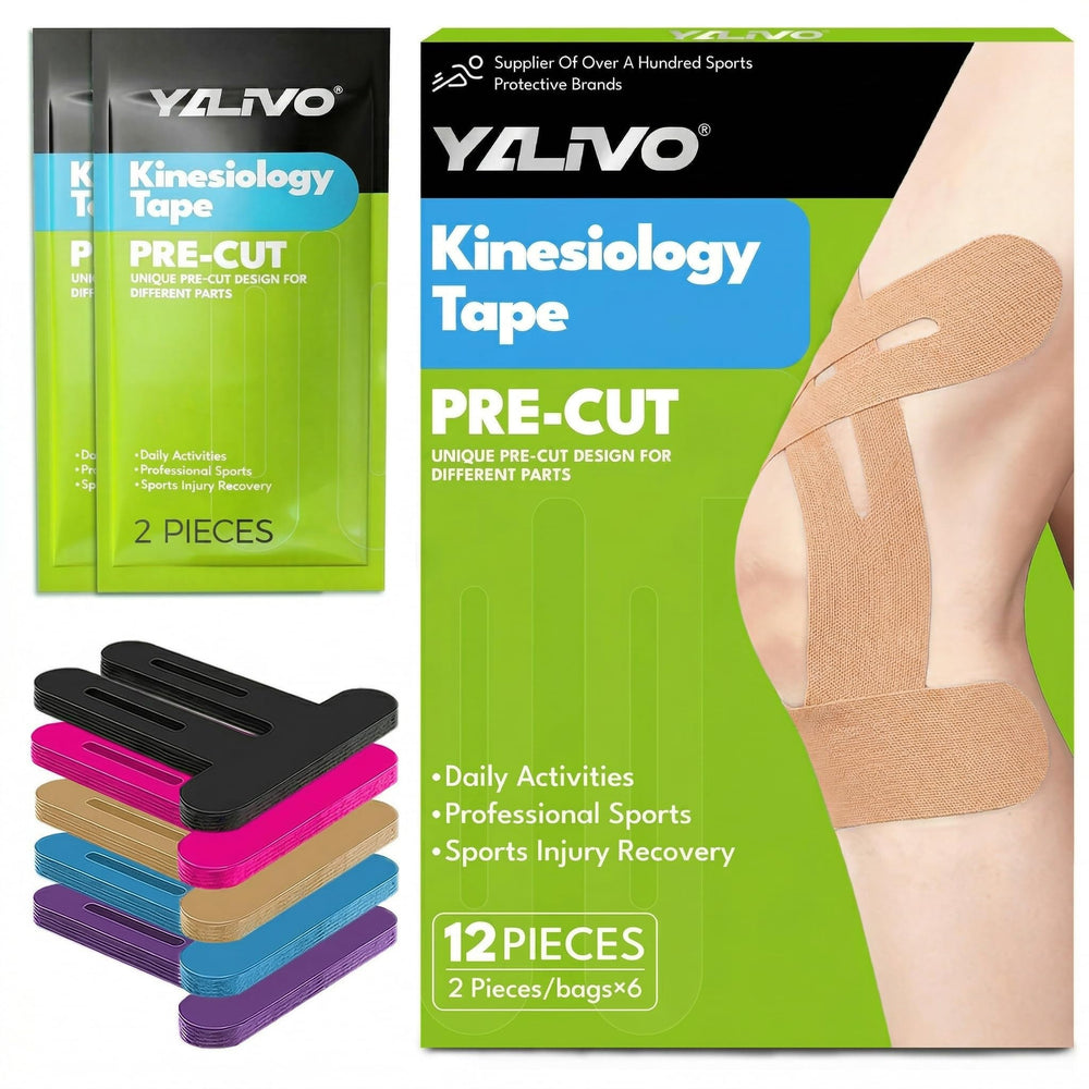 Yalivo empaque frontal de tiras precortadas para rodilla mostrando higiene y conveniencia