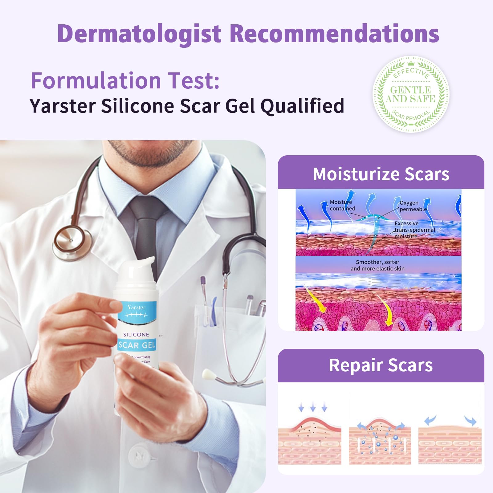 yarster uso en cicatriz facial mostrando mejora de textura