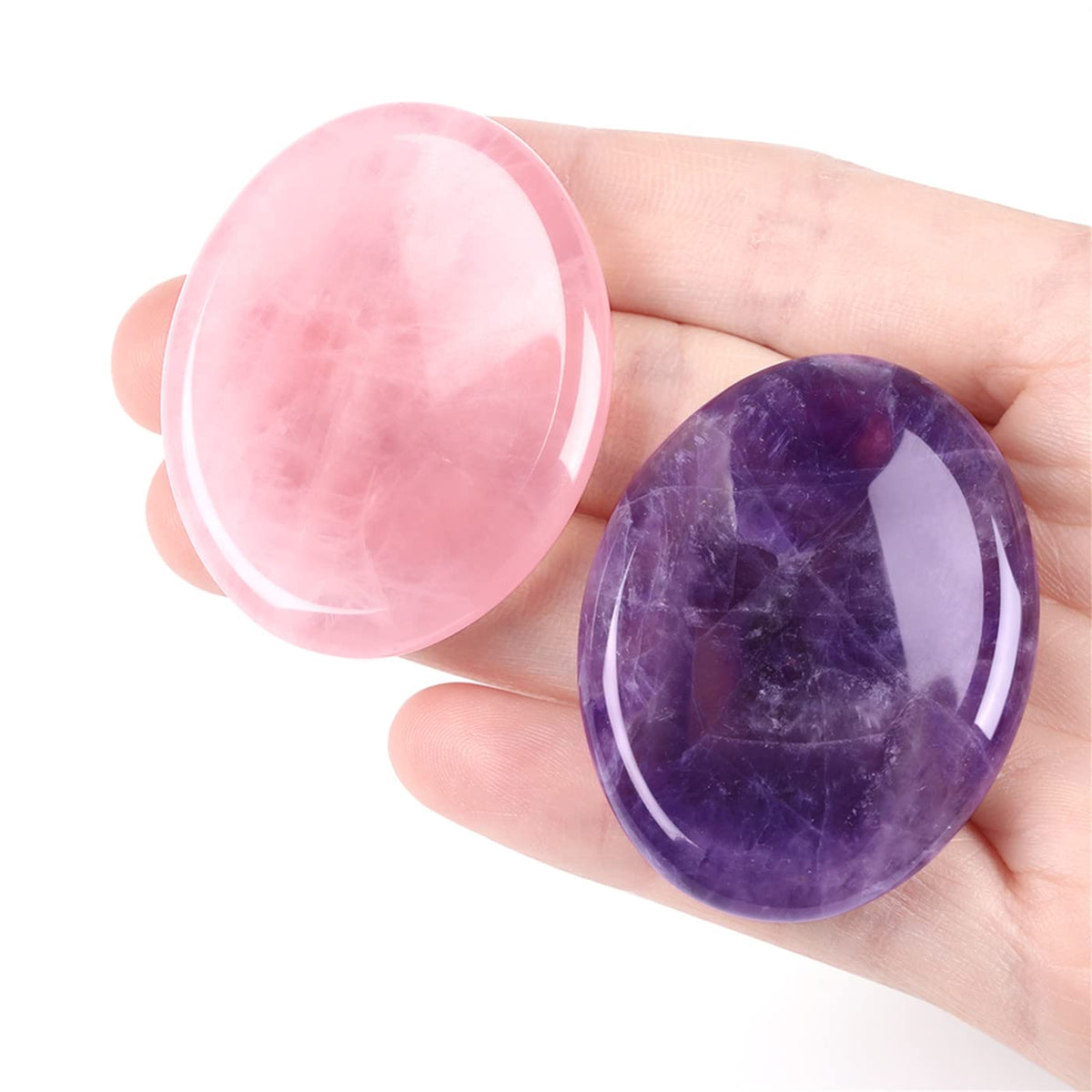 YATOJUZI presentación frontal del par de piedras con acabado suave, ideal para llevar