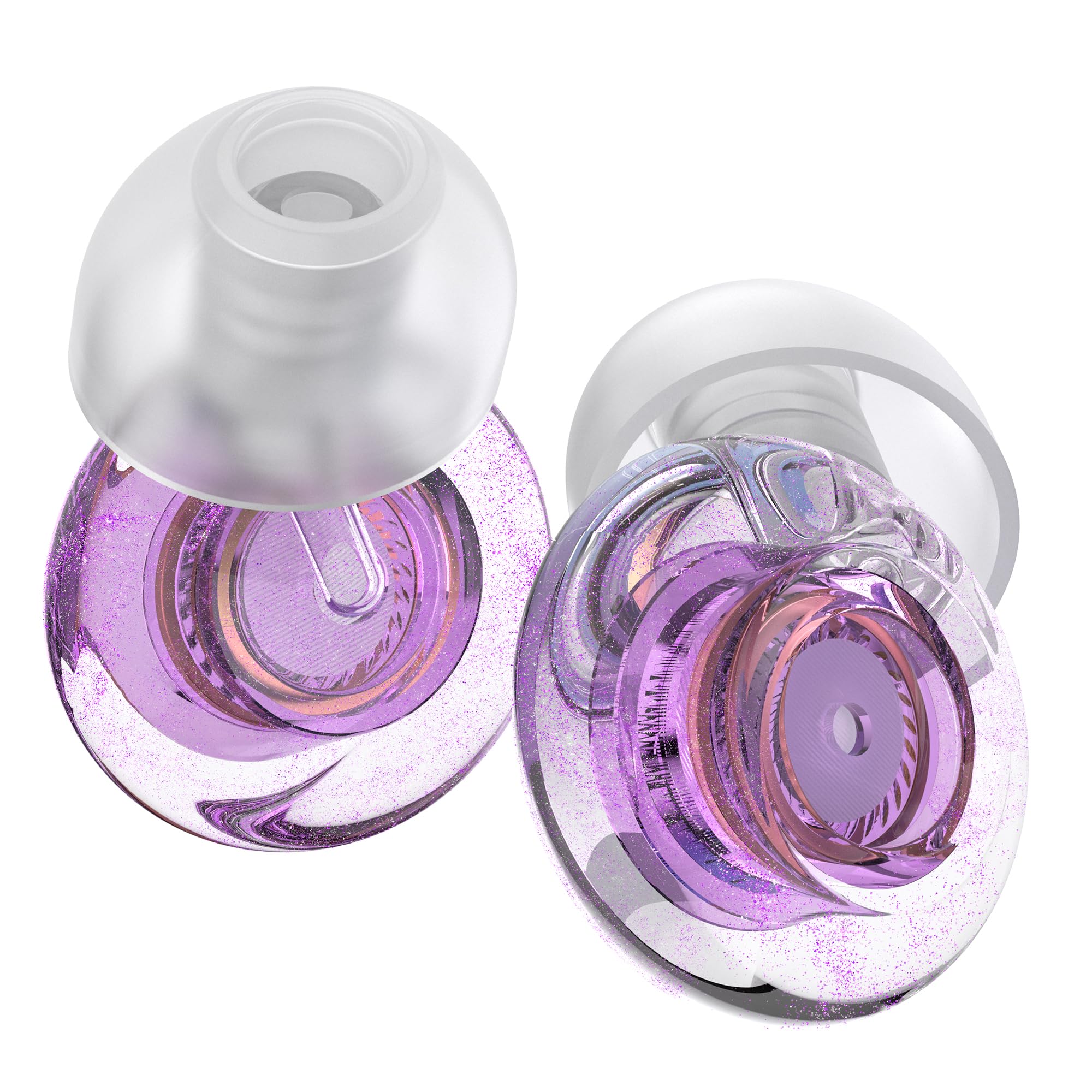 Yawsoy frontal del conjunto morado mostrando diseño y accesorios, protección auditiva cómoda