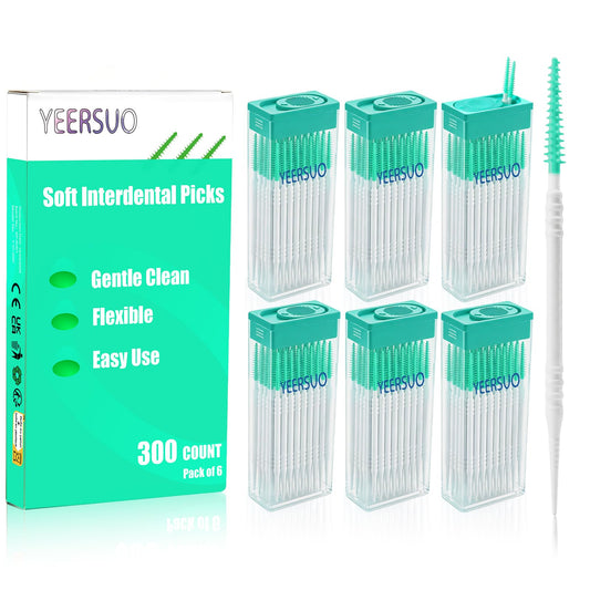 YEERSUO empaque frontal mostrando 300 palillos verdes y seis estuches, organización práctica