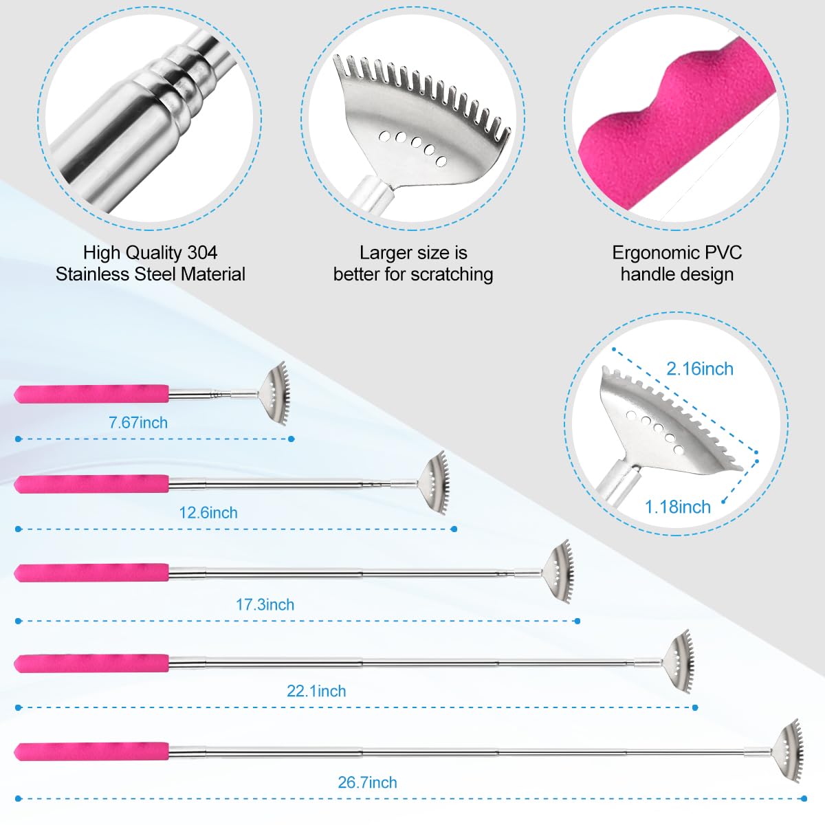 Yeipis rastrillo 7 dientes extendido para alcance y cobertura equilibrada