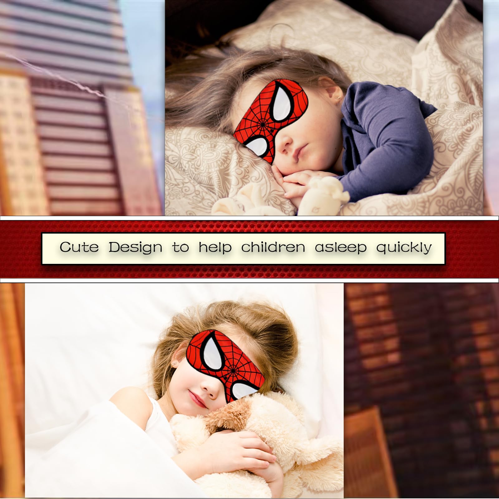 Yelioio niño usando antifaz durante siesta para mayor descanso