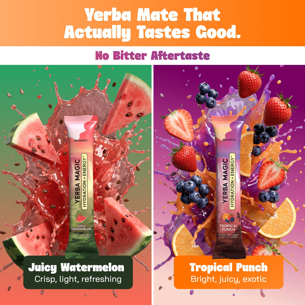 Etiqueta de ingredientes Yerba Magic mostrando electrolitos y taurina