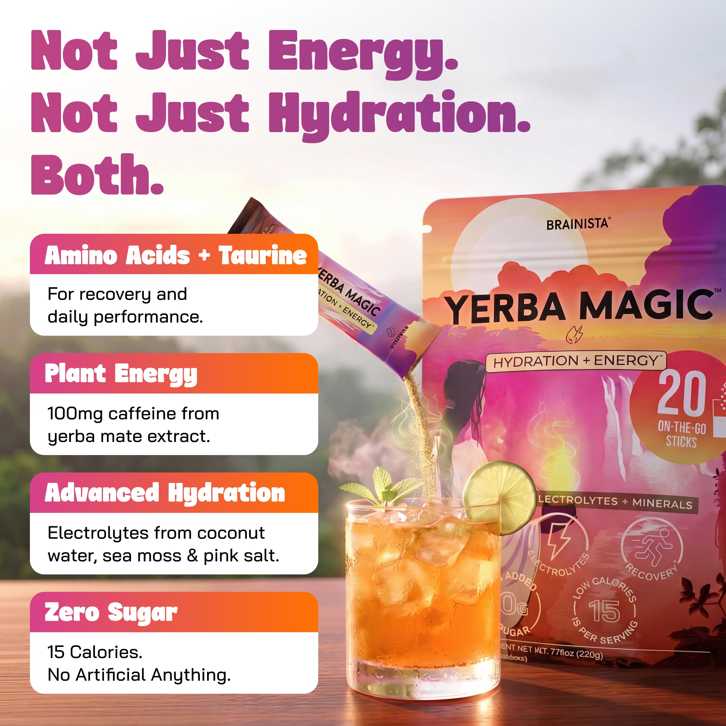 Sobre individual de Yerba Magic listo para mezclar, ideal para viajes