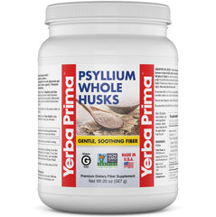 Yerba Prima envase frontal de psyllium 20 oz mostrando marca y formato, claridad de producto