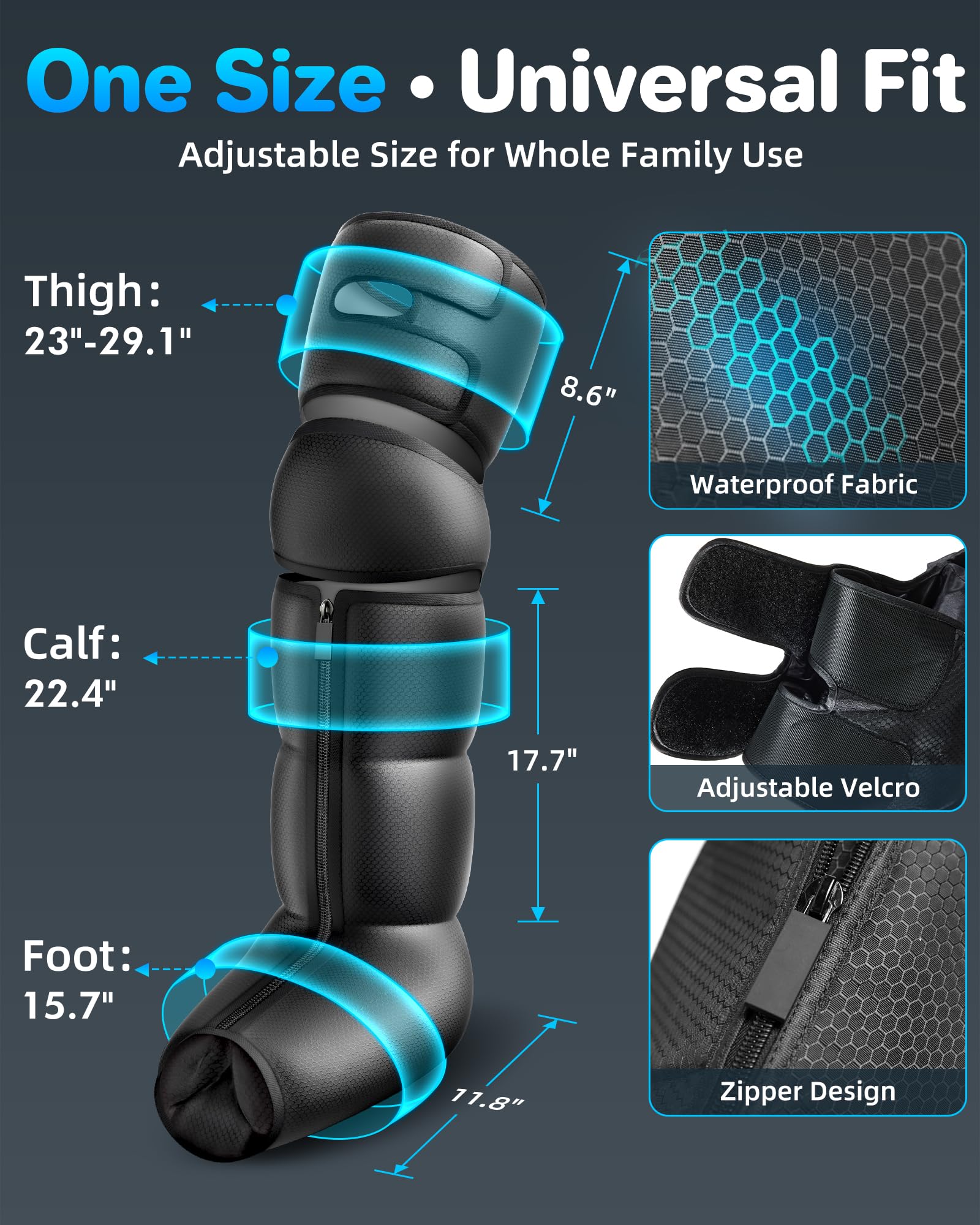 YINGGG interior con las cuatro cámaras de aire visibles para masaje secuencial efectivo