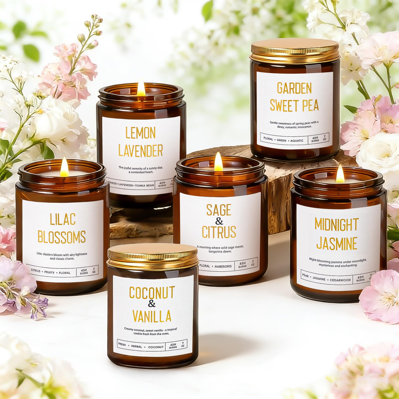 Yinuo Candle comparación de tamaño 7oz junto a objetos cotidianos, escala clara