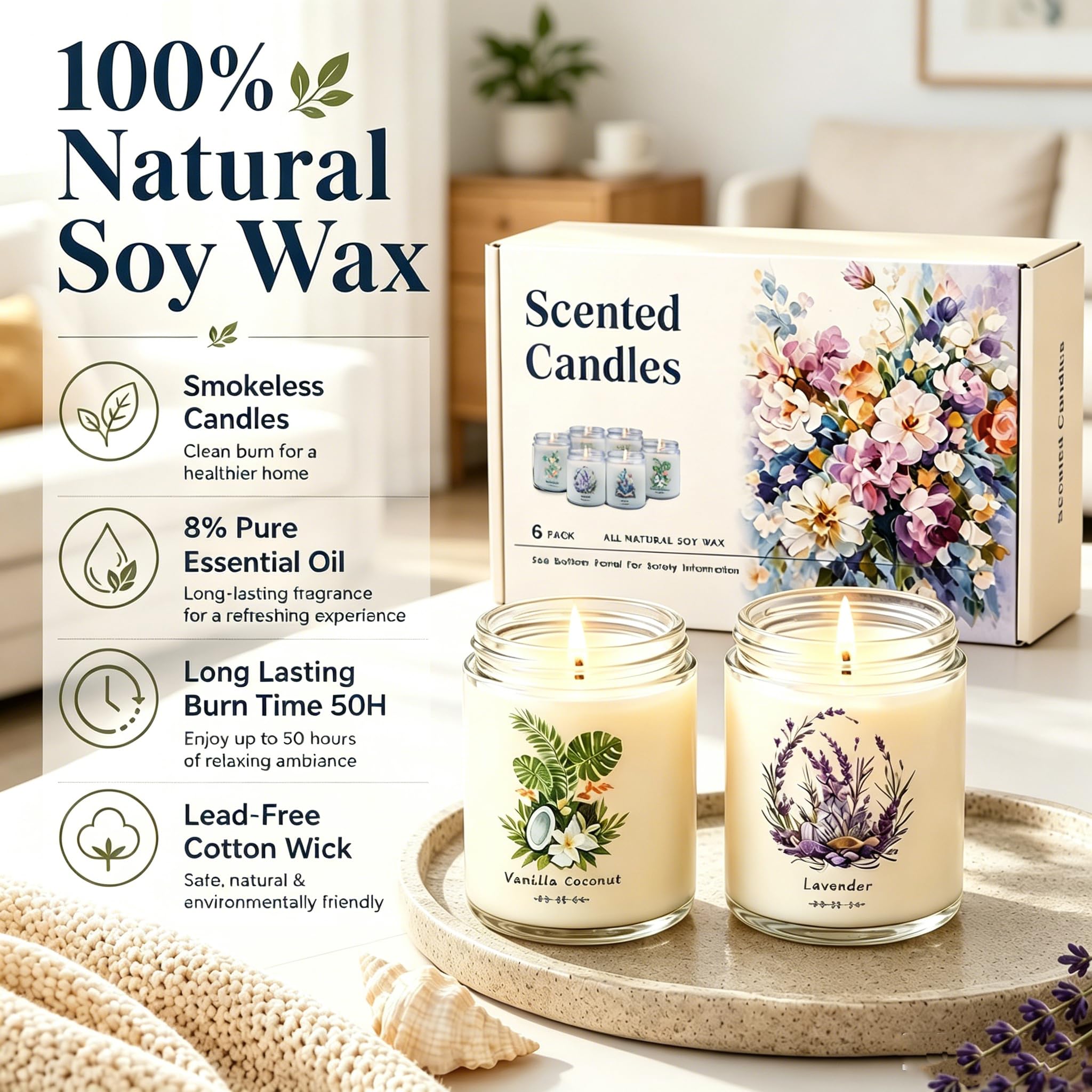 Yinuo Candle etiquetas con nombres de fragancias para elegir aroma