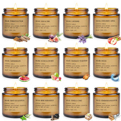 YINUO LIGHT conjunto 12 velas en tarros ámbar para decoración elegante