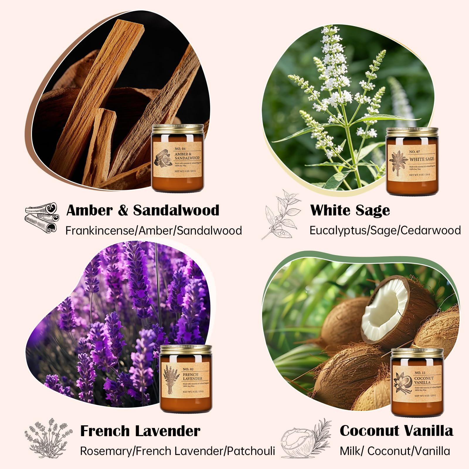YINUO LIGHT etiqueta detallada con ingredientes y aroma, ofrece información clara al comprador