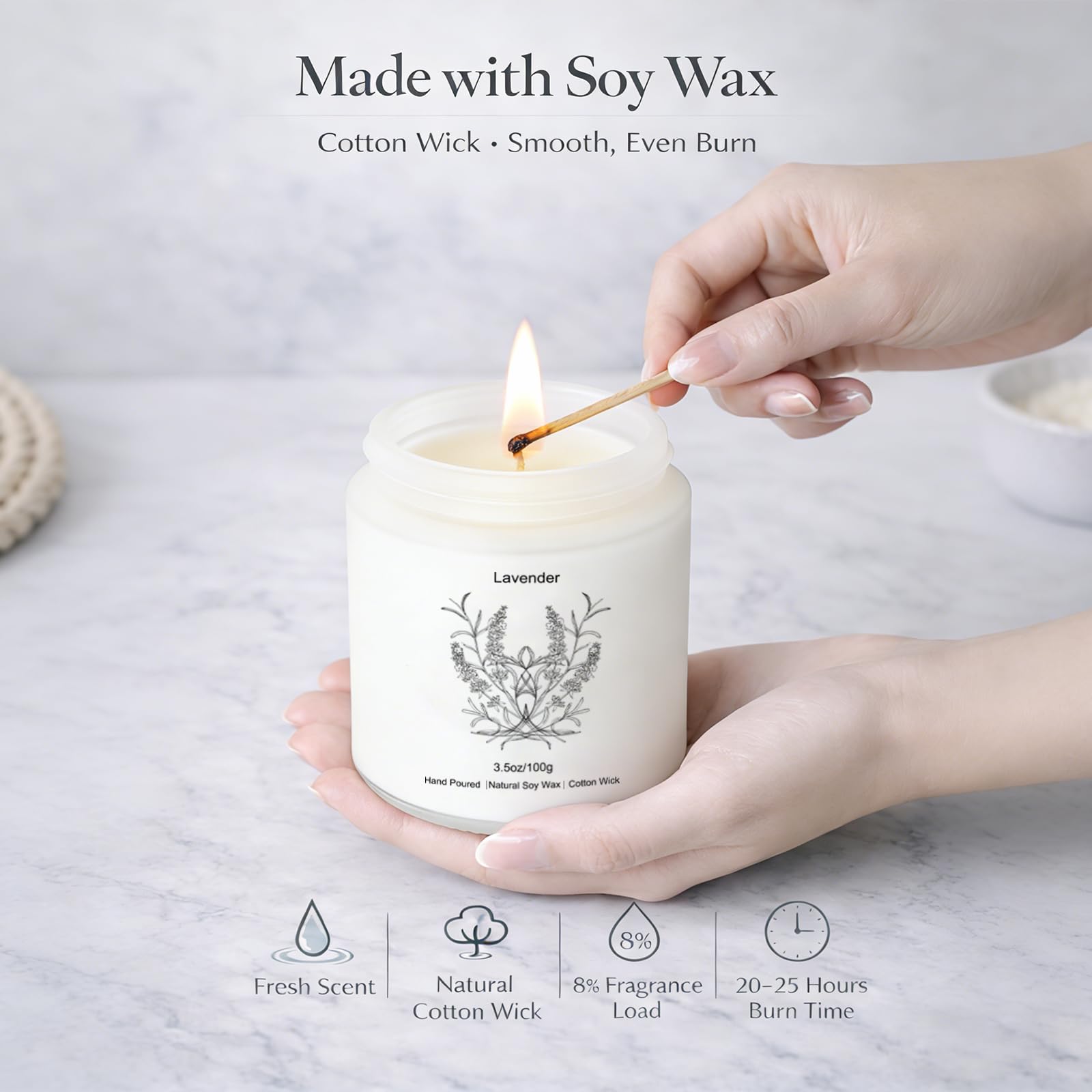 YINUO LIGHT vela encendida en dormitorio creando ambiente cálido y relajante