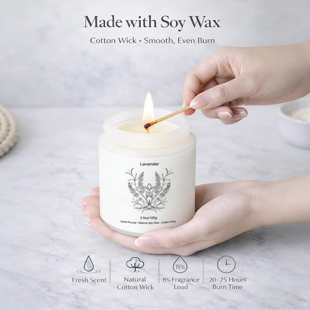 YINUO LIGHT vela encendida en dormitorio creando ambiente cálido y relajante