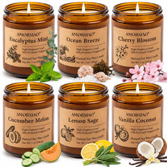 YINUO LIGHT vista frontal del pack con seis velas, aporta variedad aromática