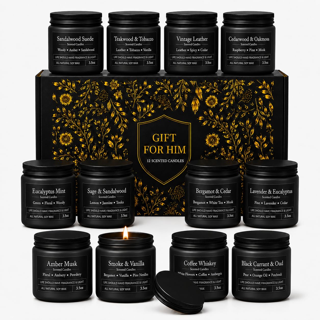YMing pack frontal de 12 velas muestra variedad y estilo decorativo