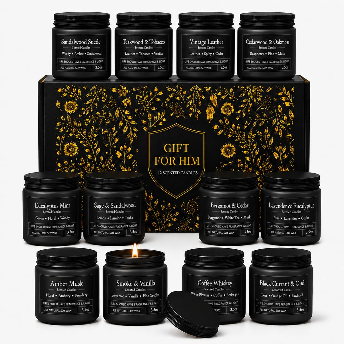 YMing pack frontal de 12 velas muestra variedad y estilo decorativo