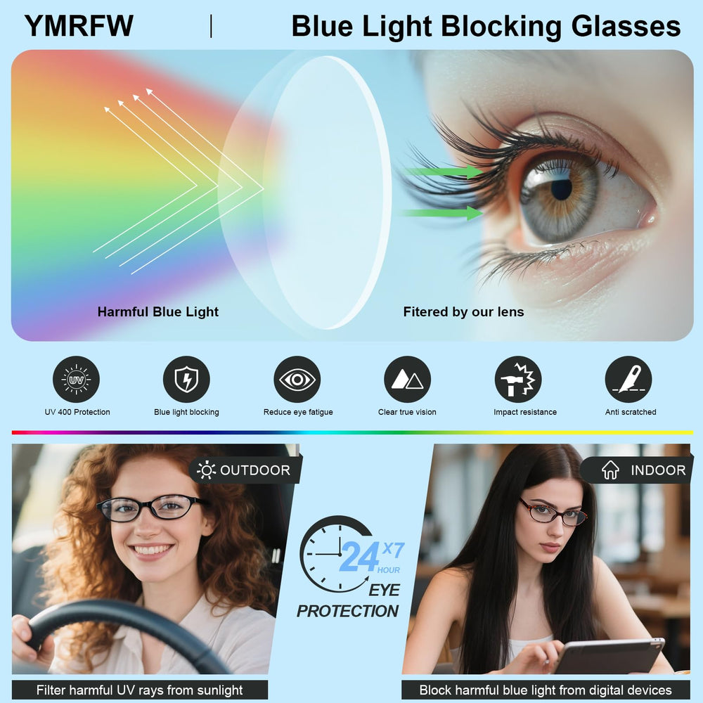 YMRFW gafas en look casual realzan estilo mientras bloquean luz azul