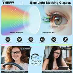 YMRFW gafas en look casual realzan estilo mientras bloquean luz azul