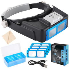 YOCTOSUN vista frontal de la diadema mostrando lentes y LEDs para trabajo preciso