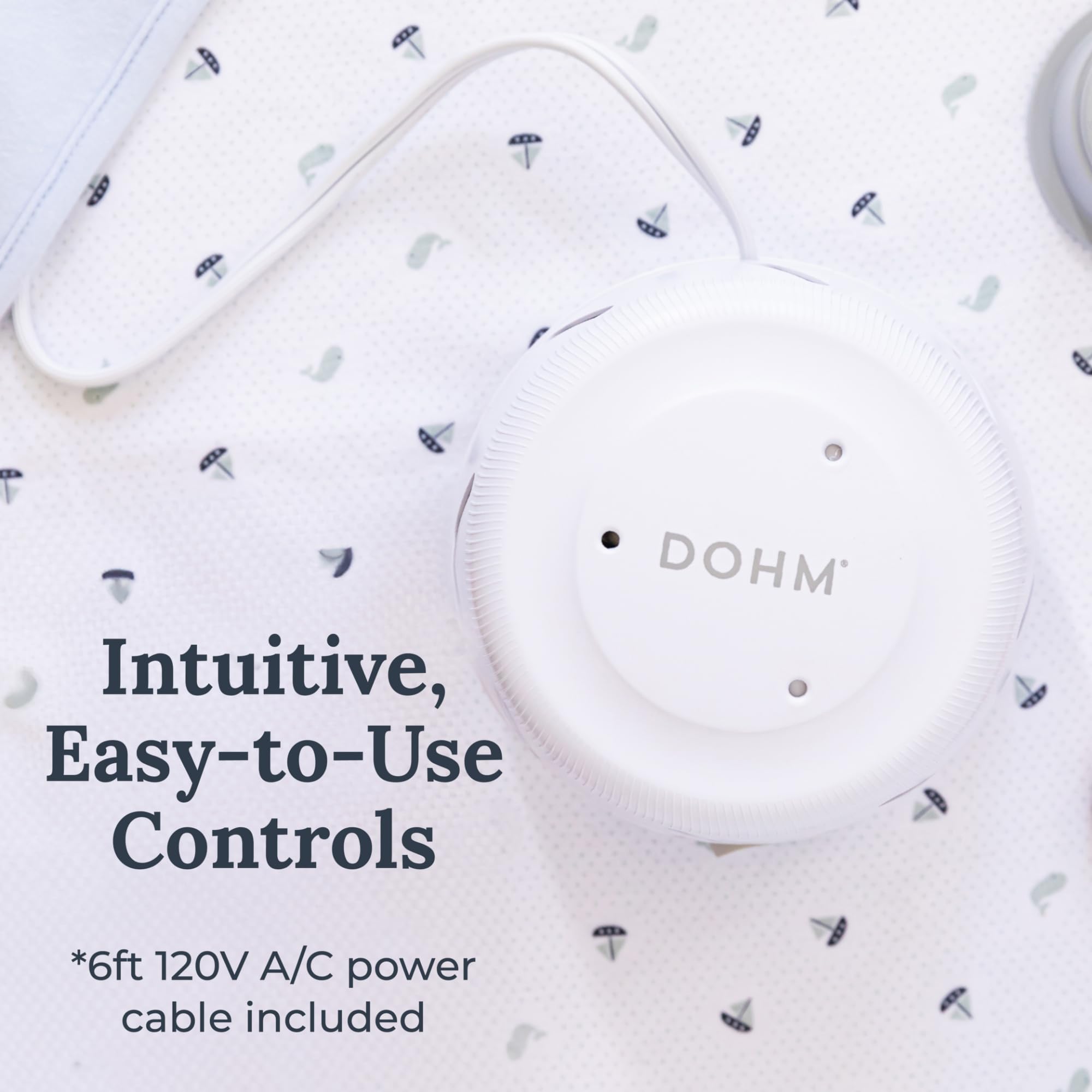 YOGASLEEP Dohm Uno mostrando cable incluido y conexión segura
