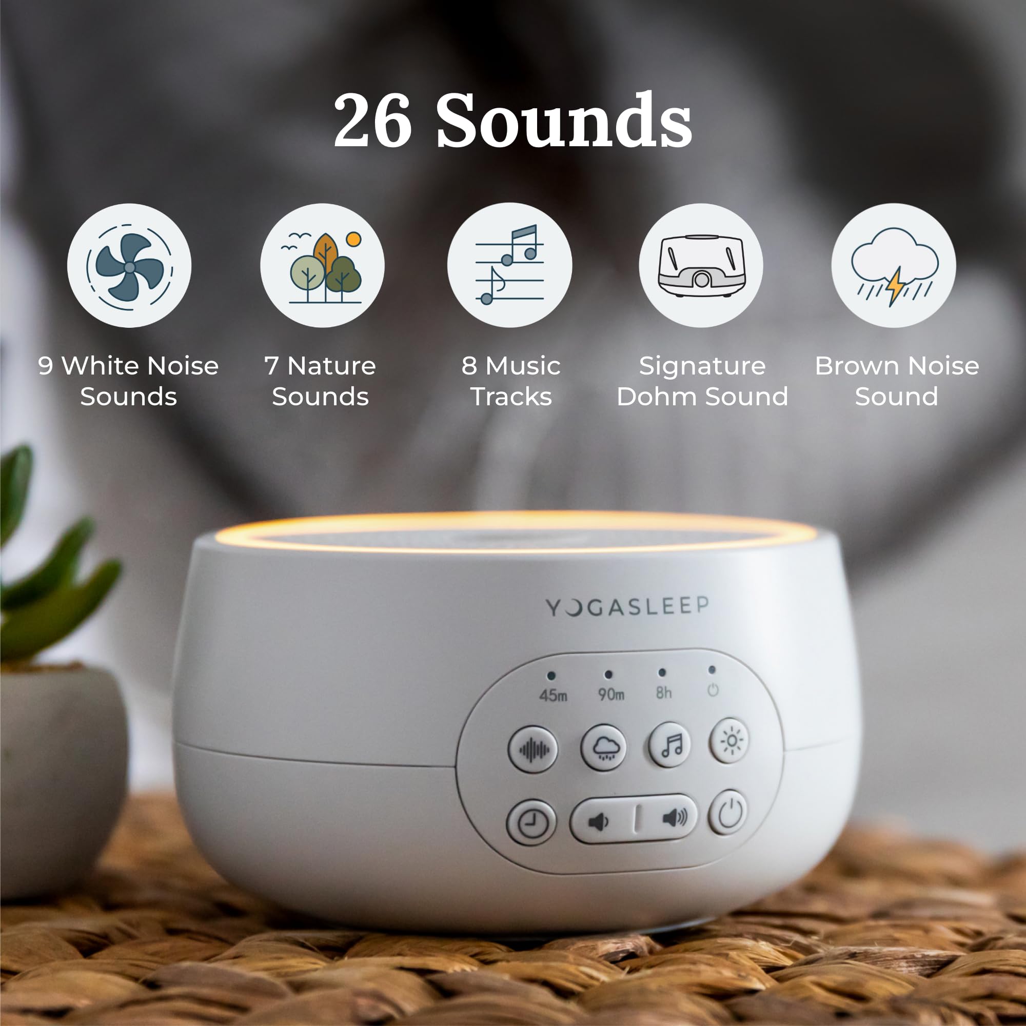 YOGASLEEP Dreamcenter primeros planos de botones que facilitan selección rápida
