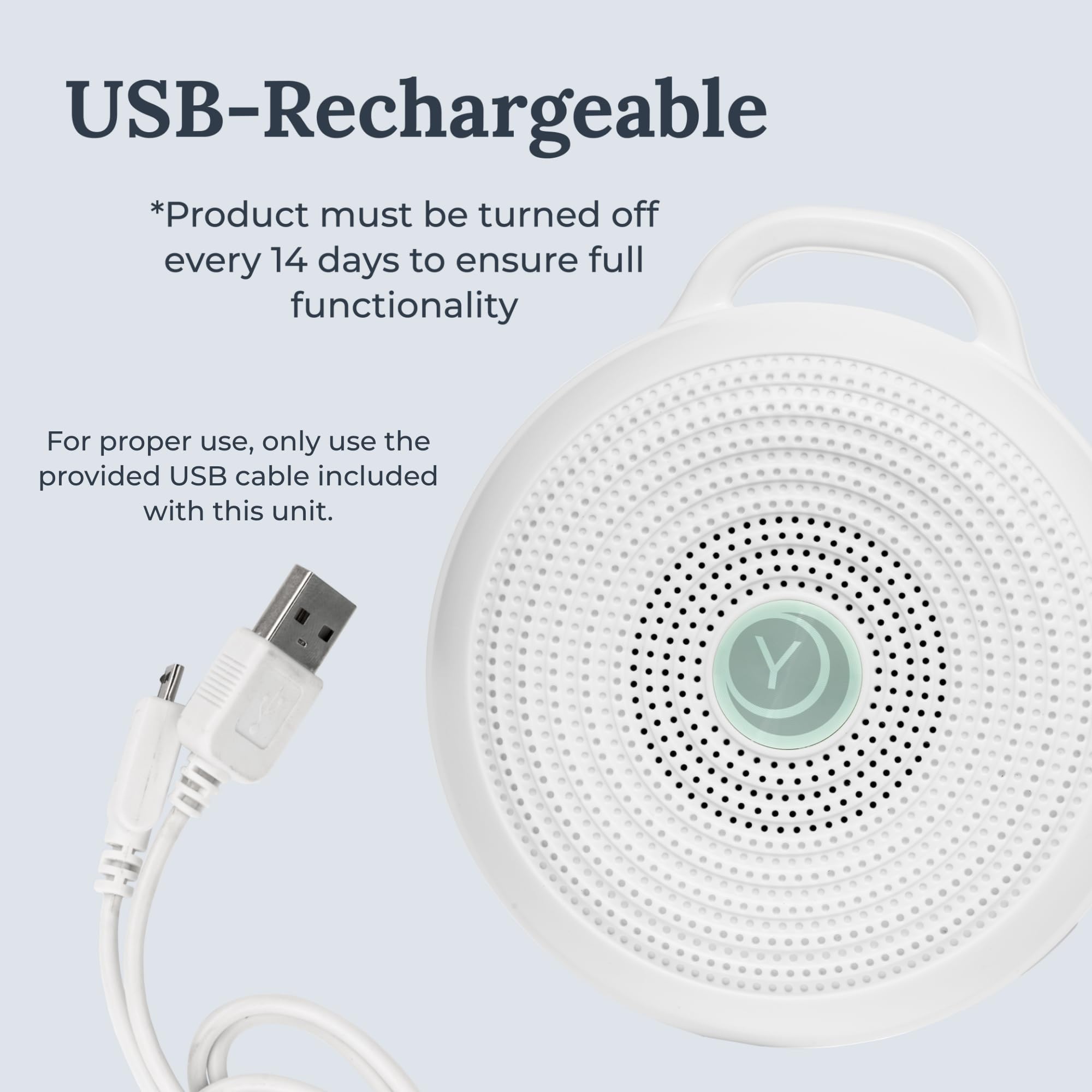 YOGASLEEP Rohm con cable y lanyard incluidos para recarga fácil