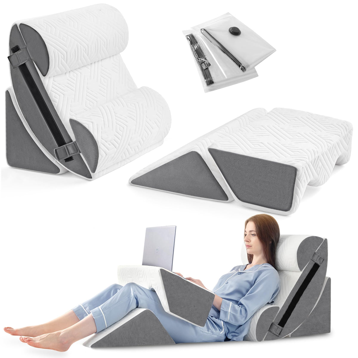 Yojoker vista frontal del set de 6 cuñas con soporte ajustable y confort