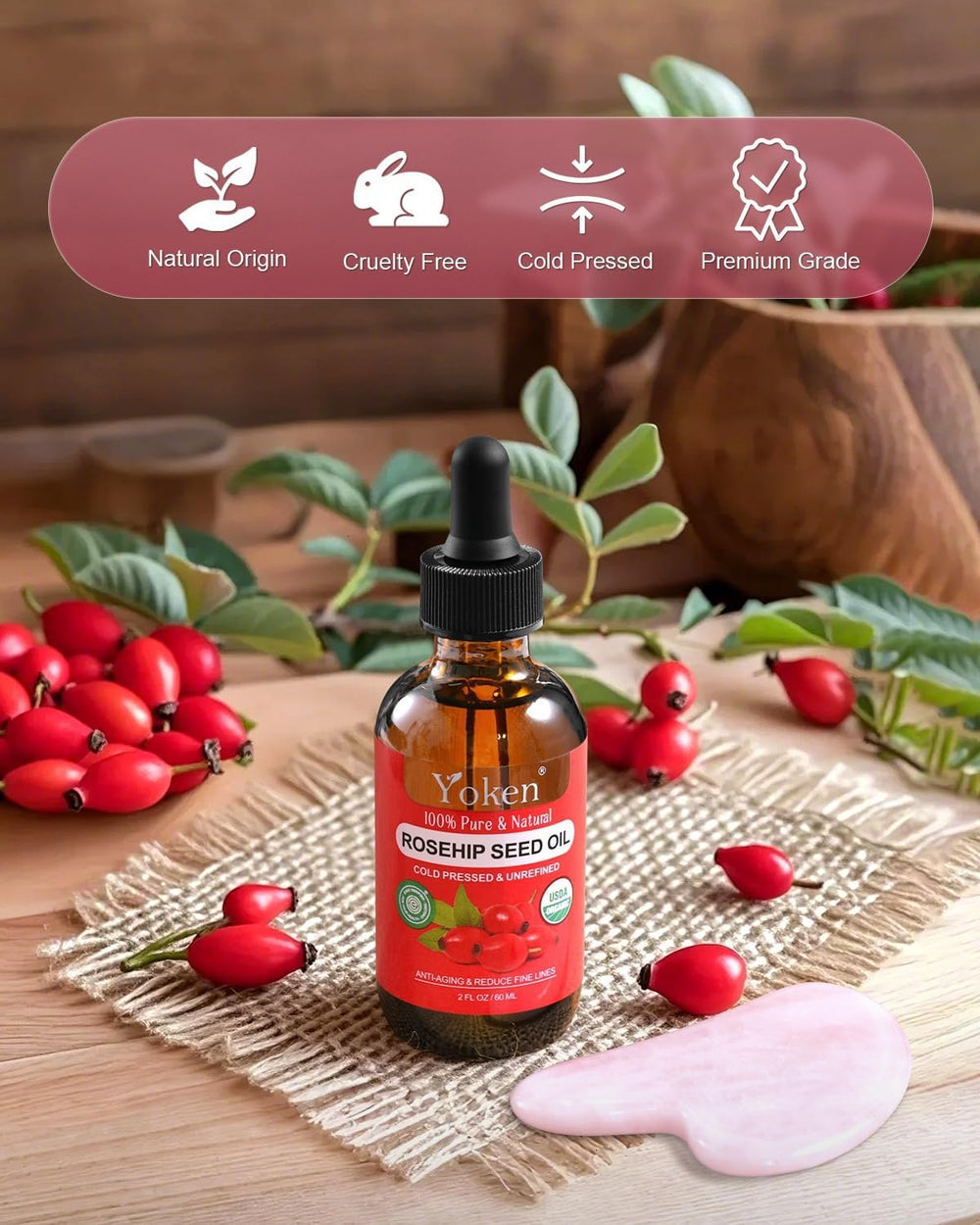 Comparación de tamaño del frasco Yoken 2 fl oz ideal para viaje y uso diario