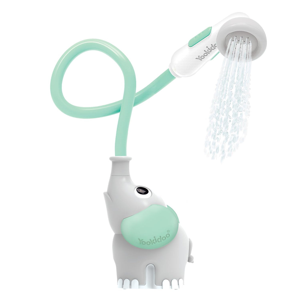 Yookidoo elefante frontal mostrando diseño y seguridad para baño