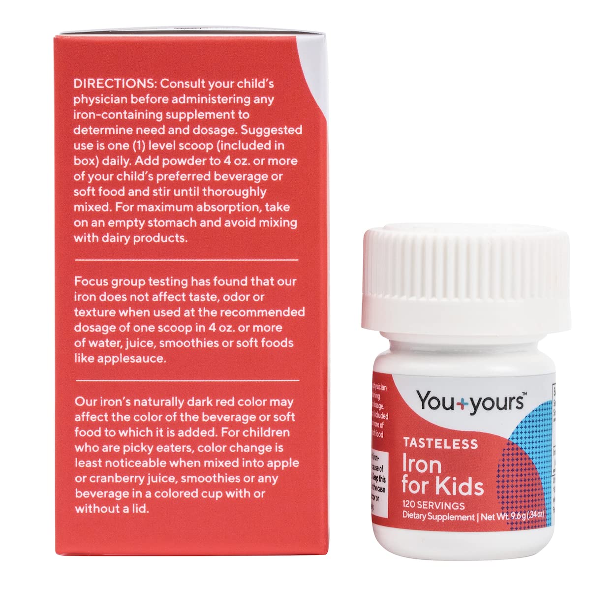 You+yours etiqueta con información de ingredientes y dosis visibles
