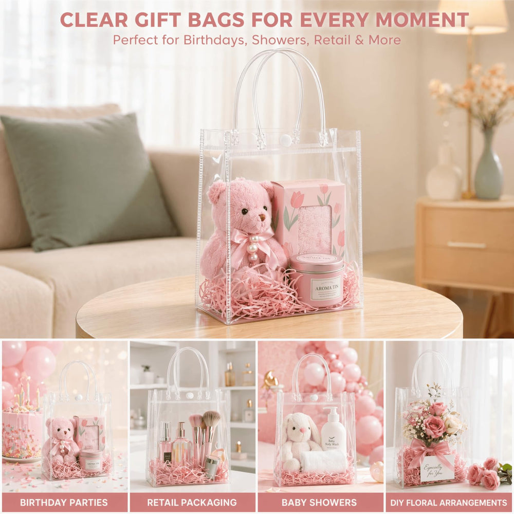 Youeon bolsa transparente con regalo visible para presentación elegante
