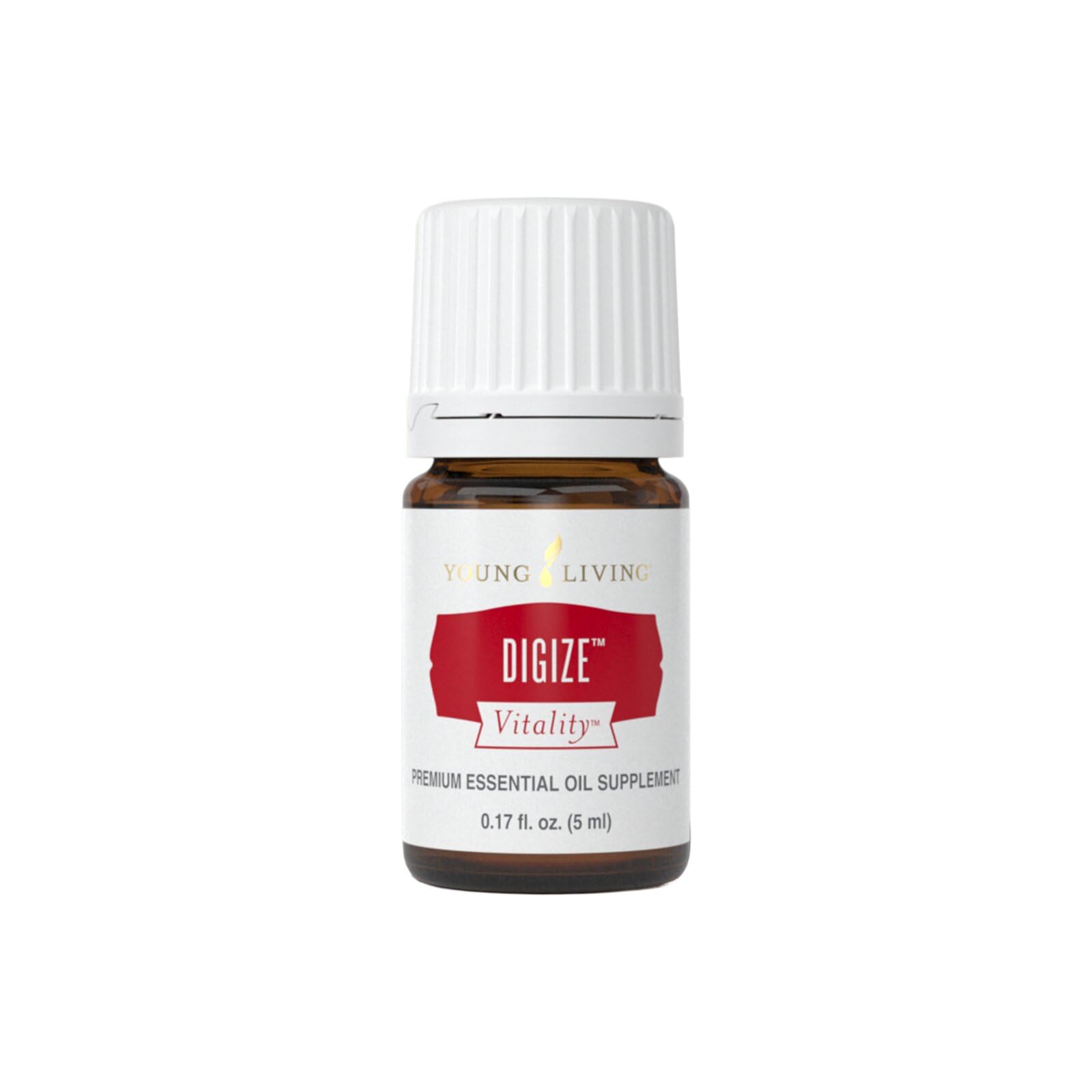 Young Living DiGize frasco frontal mostrando etiqueta y tamaño, beneficio de confianza