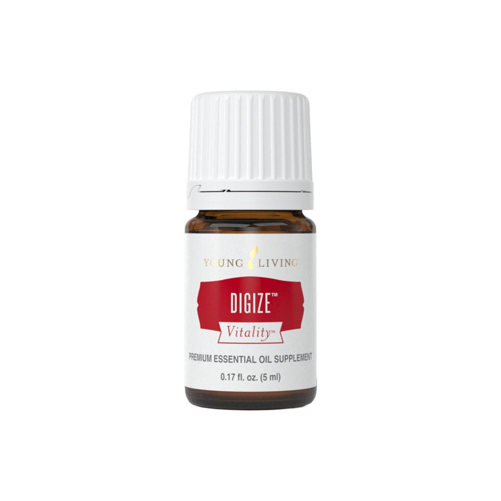 Young Living DiGize frasco frontal mostrando etiqueta y tamaño, beneficio de confianza