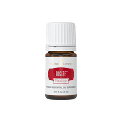 Young Living DiGize frasco frontal mostrando etiqueta y tamaño, beneficio de confianza