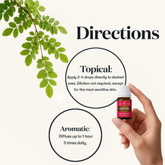 Young Living frasco 5 ml junto a objetos para comparar tamaño práctico