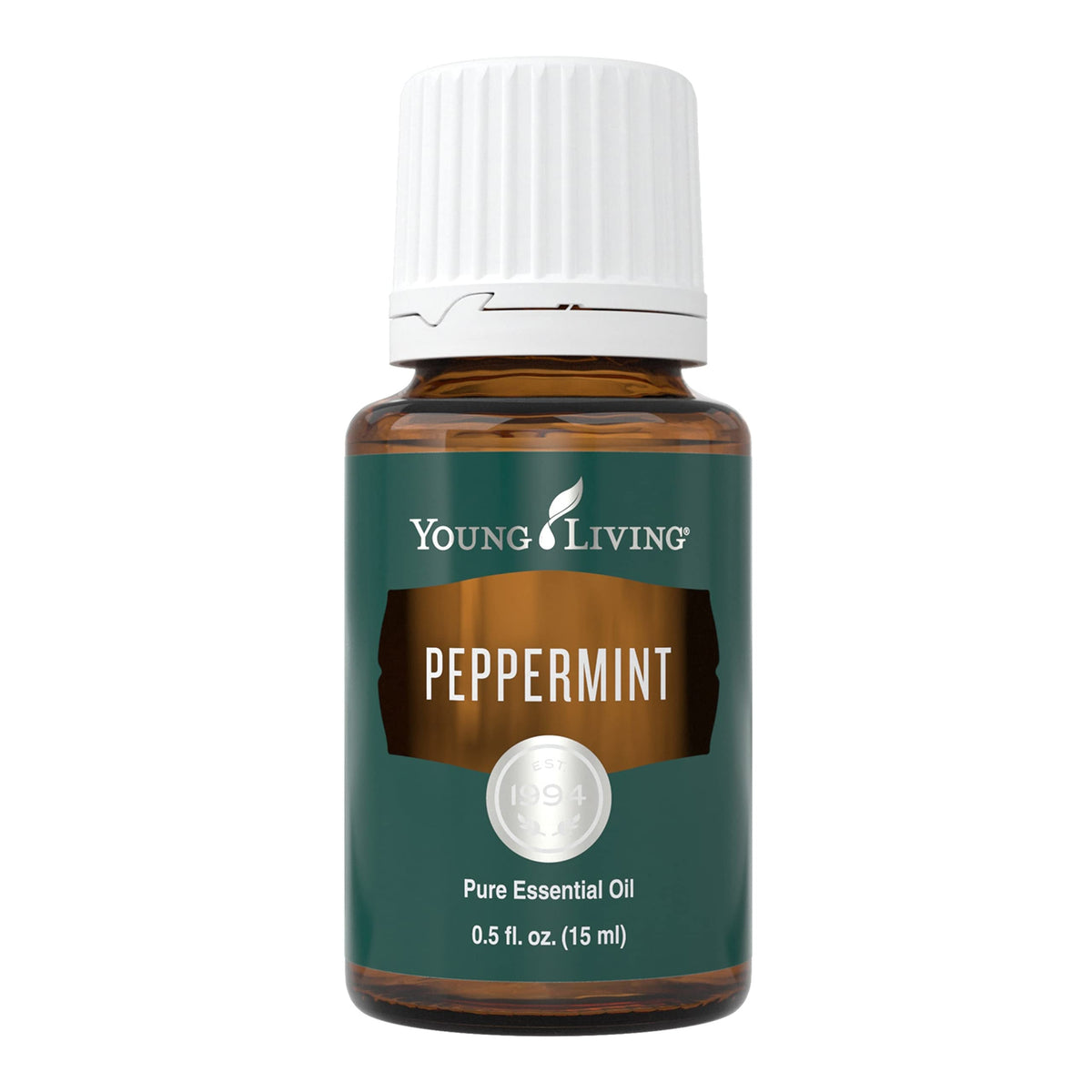 Young Living menta vista frontal con etiqueta clara y fresco aroma