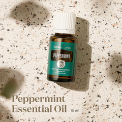Young Living Peppermint etiqueta detalle con lista de compuestos, garantía Seed to Seal