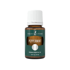 Young Living Peppermint botella frontal mostrando diseño y tamaño, refresco inmediato