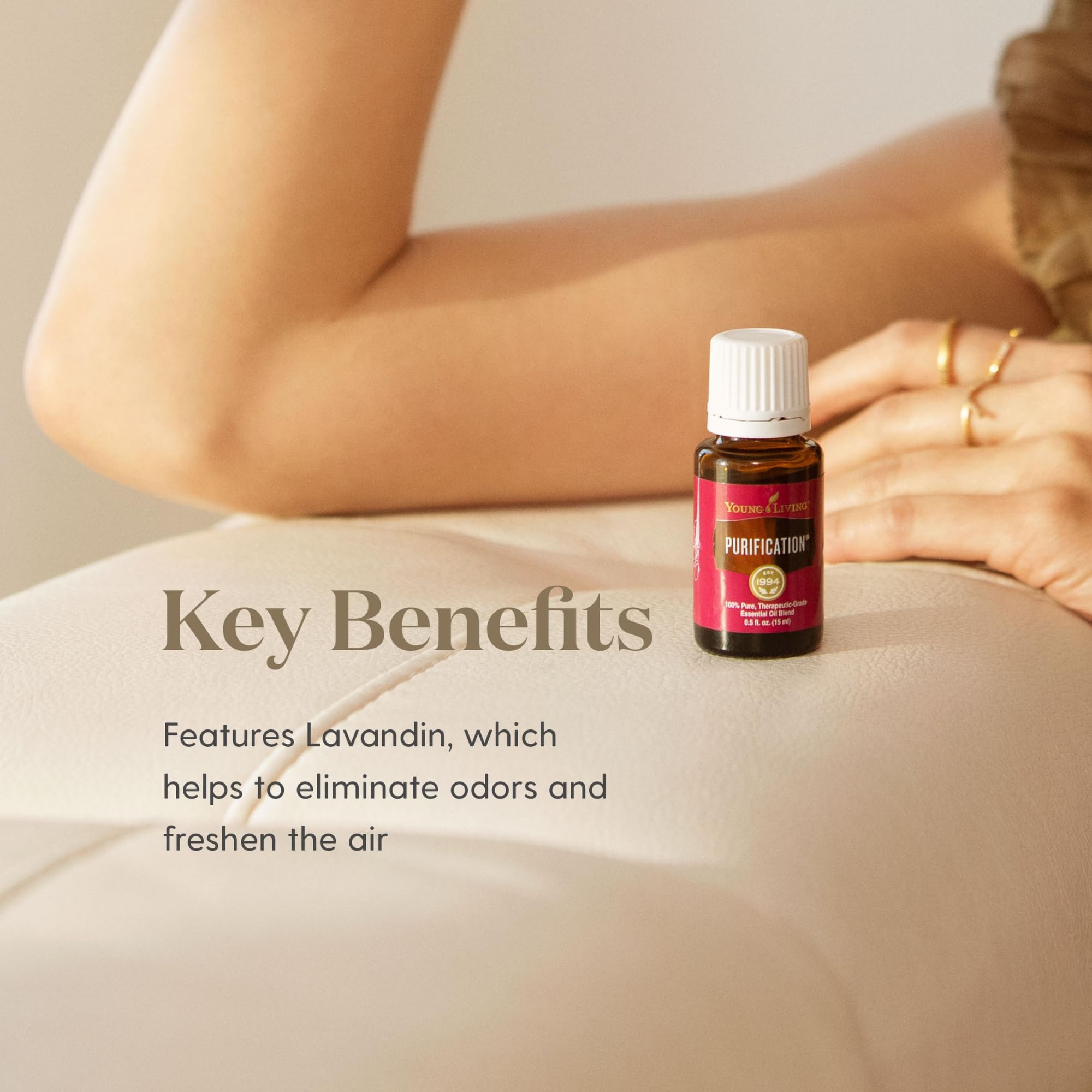 Difusor en mesa con Young Living Purification aportando aire fresco