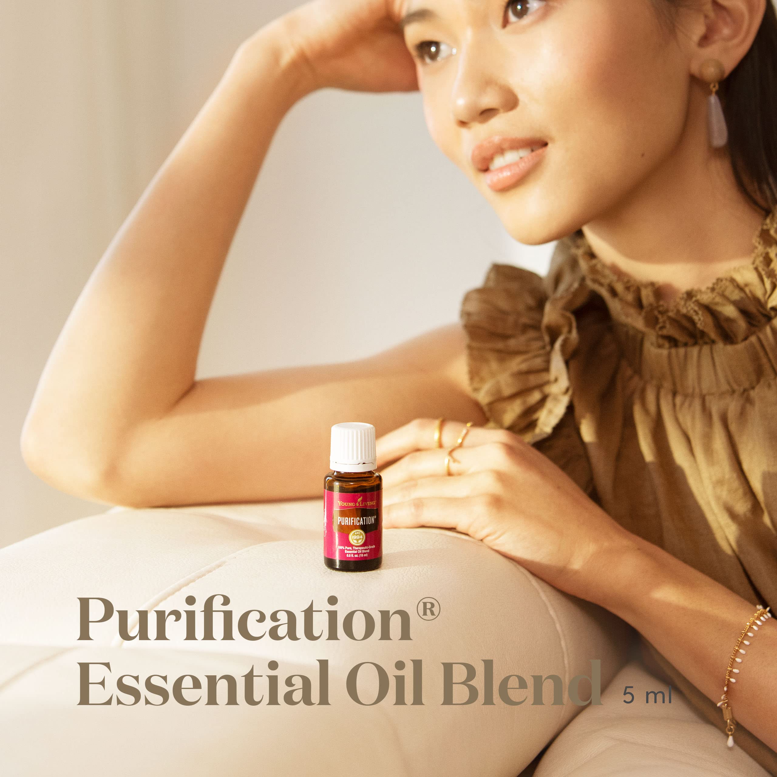 Etiqueta de Young Living Purification mostrando nombre e ingredientes clave