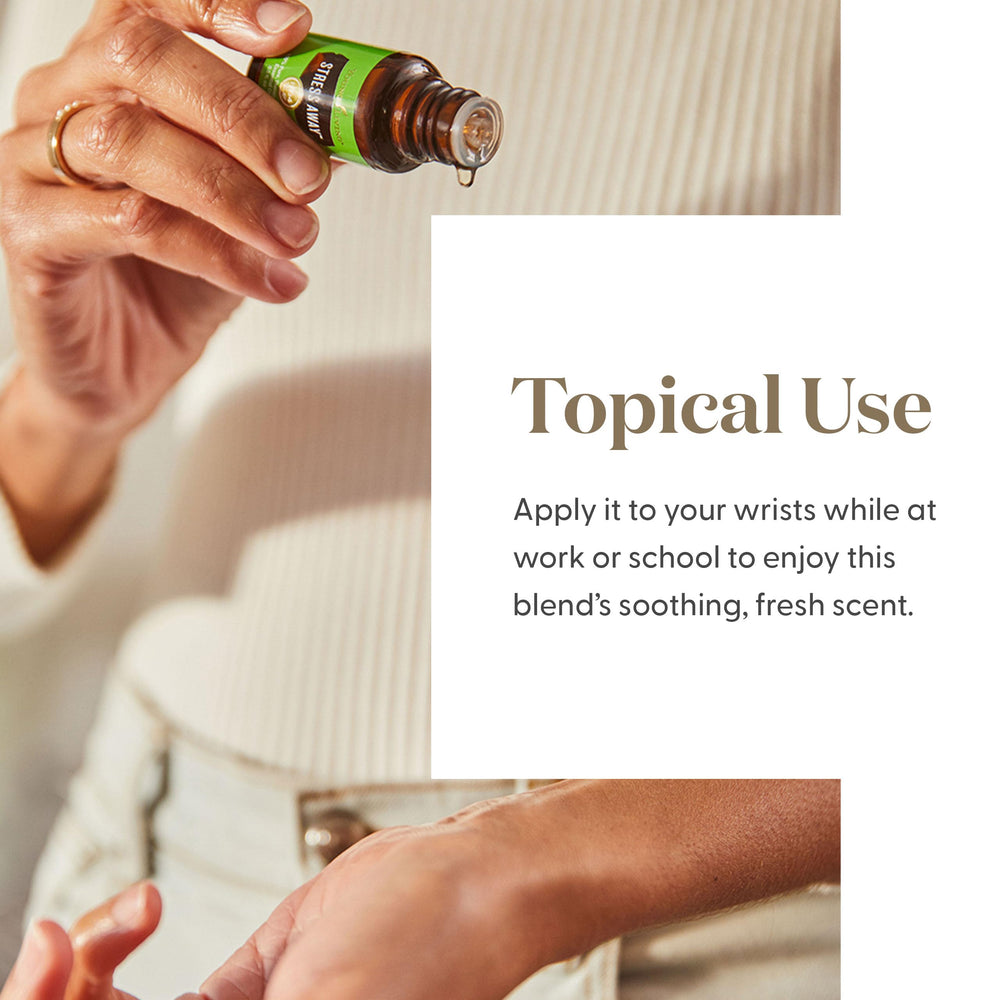 Young Living gota de aceite sobre piel mostrando textura ligera y fácil mezcla