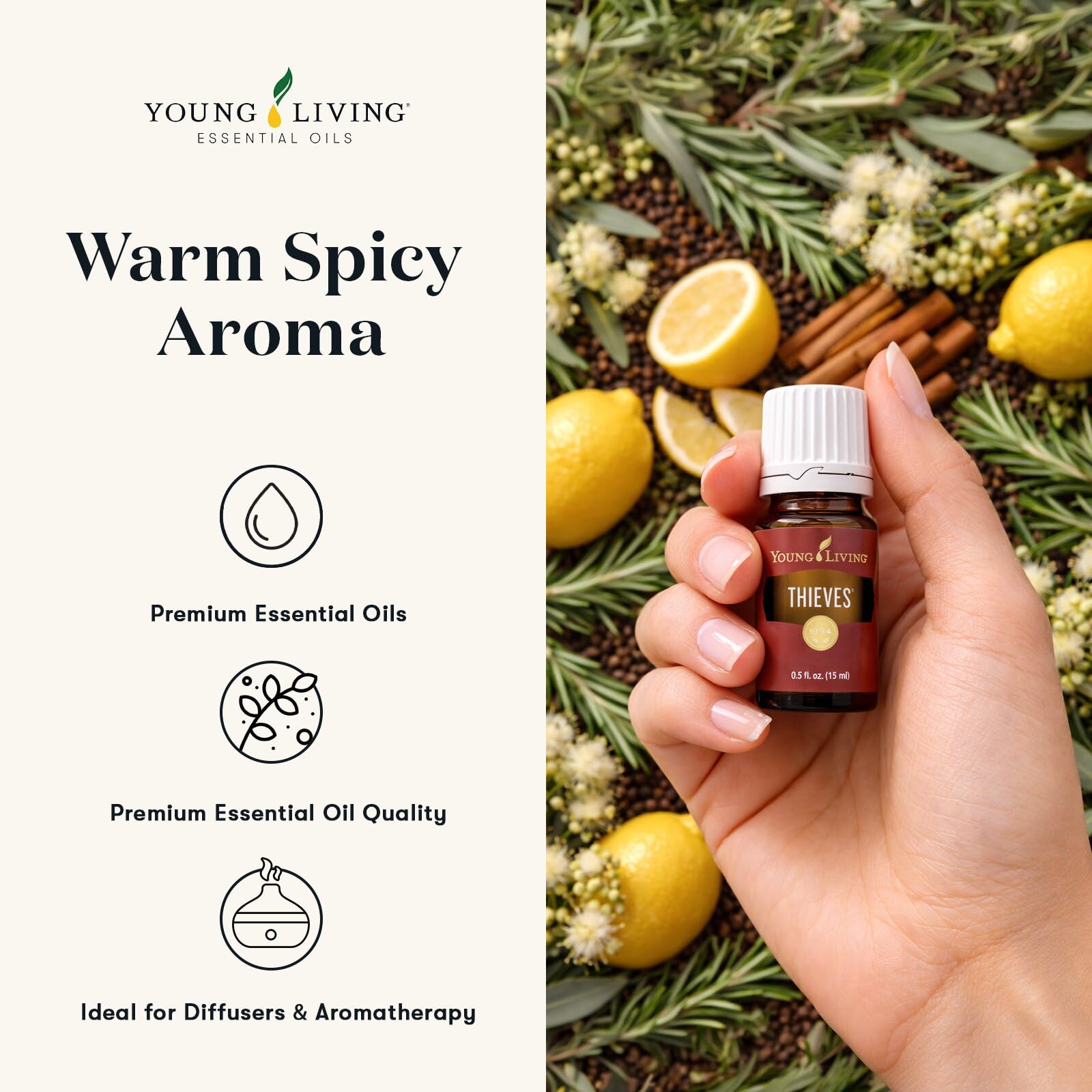 Young Living en difusor en sala creando ambiente cálido y reconfortante